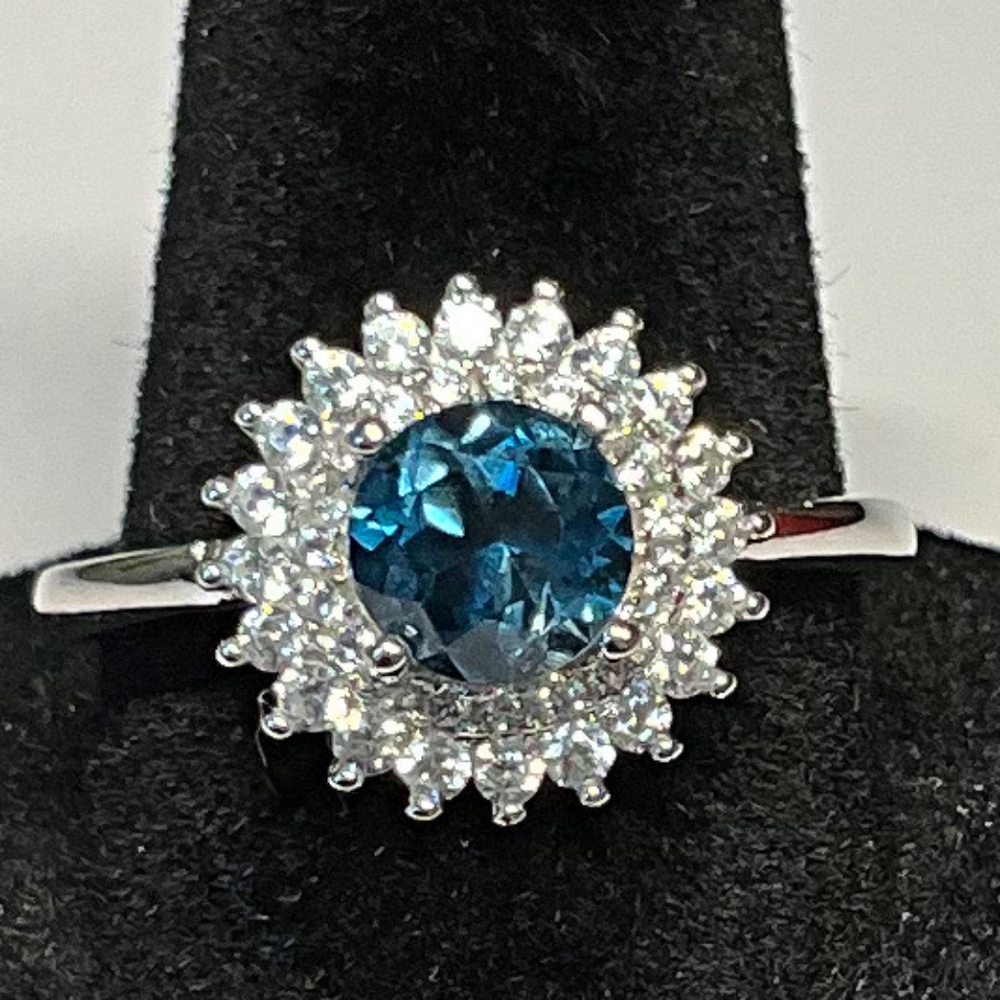 Sterling Silver Genuine London Blue Topaz Ring Size 7 Natural Gemstone